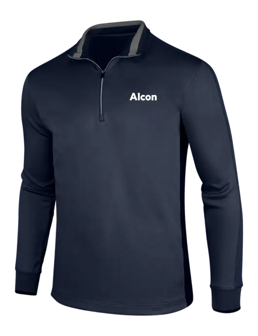 NIKE Midnight Navy Heather/Midnight Navy Dry-Fit 1/2 Zip Cover-Up w/Alcon Logo