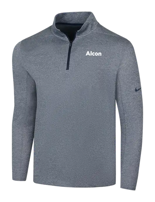 NIKE Navy Heather Dry 1/2 Zip Cover-Up w/Alcon Logo