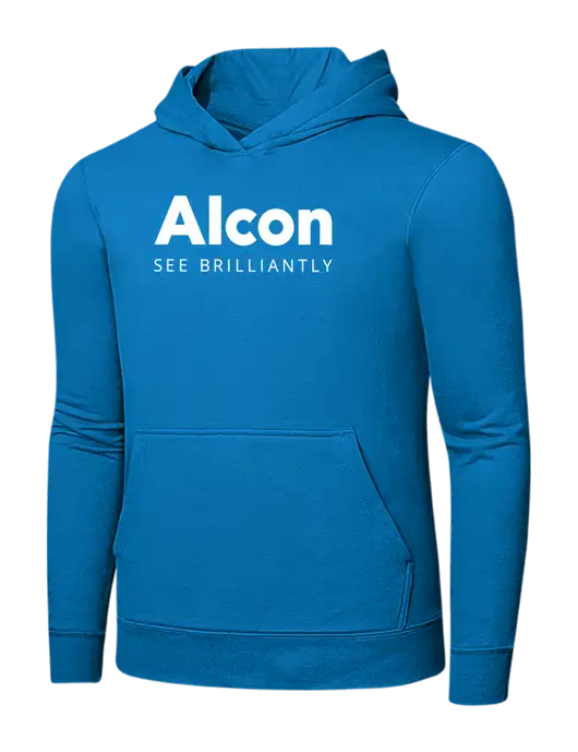 Medium Dark Sapphire 7.8 oz Ring Spun Hooded Sweatshirt w/Alcon Logo