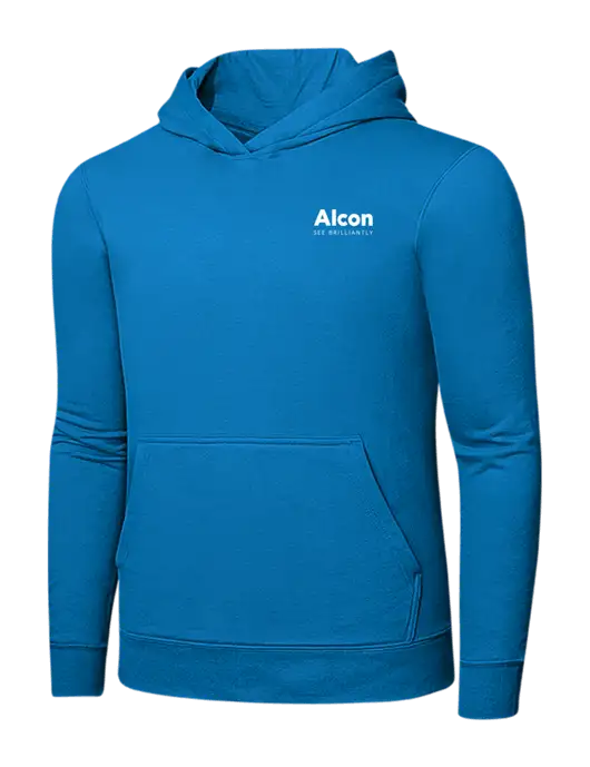 Medium Dark Sapphire 7.8 oz Ring Spun Hooded Sweatshirt w/Alcon Logo