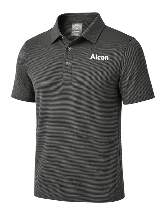 Callaway Black Fine Line Stripe Polo w/Alcon Logo