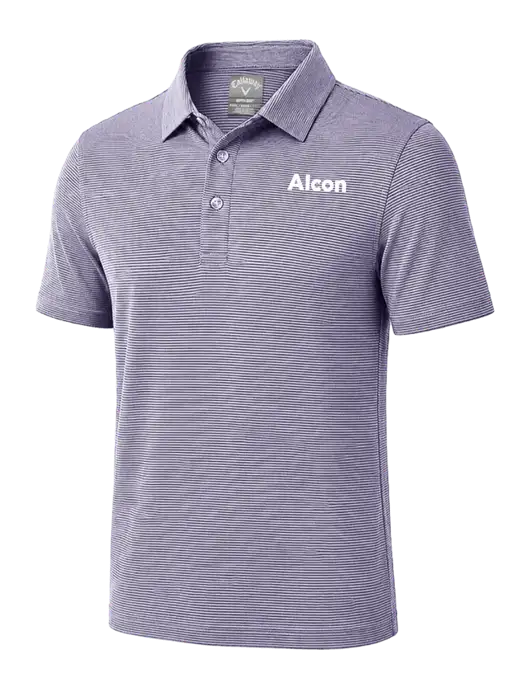 Callaway Navy Fine Line Stripe Polo w/Alcon Logo