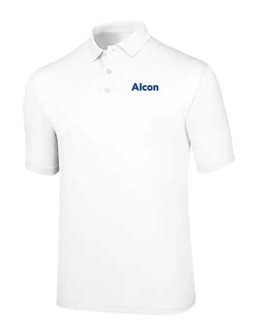 Callaway Opti-Dri White Chev Polo w/Alcon Logo