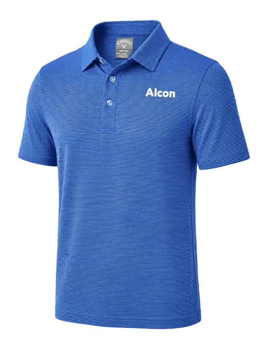 Callaway Royal Blue Fine Line Stripe Polo w/Alcon Logo