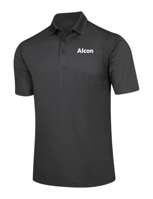 Dark Grey Micropique Sport-Wick Polo w/Alcon Logo