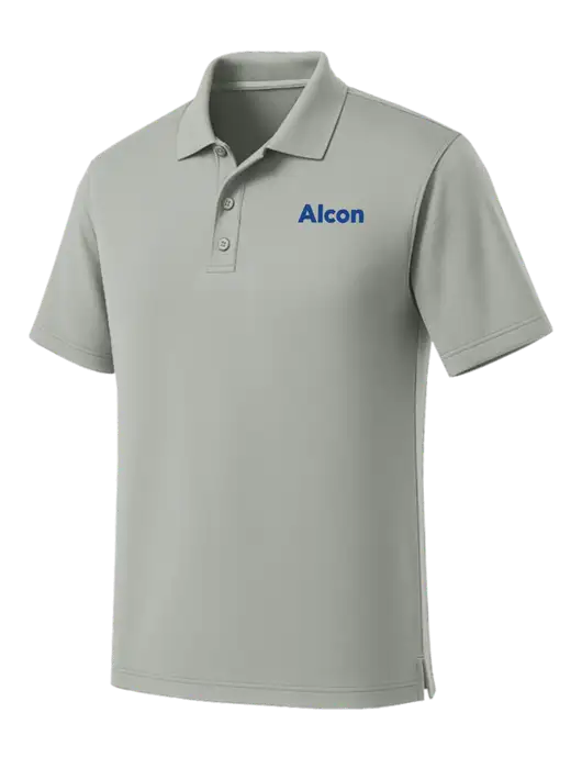 Light Grey Dry Zone UV Micro Mesh Polo w/Alcon Logo