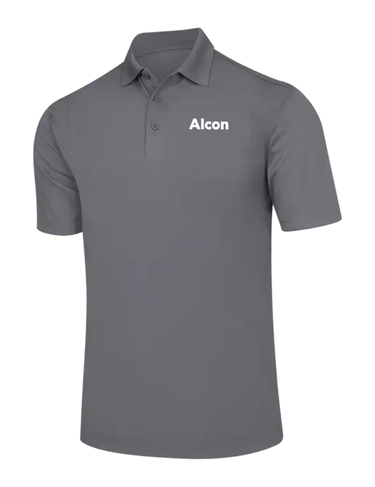 Medium Grey Micropique Sport-Wick Polo w/Alcon Logo