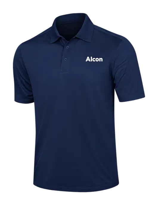 Dark Navy Diamond Textured Jacquard Polo w/Alcon Logo