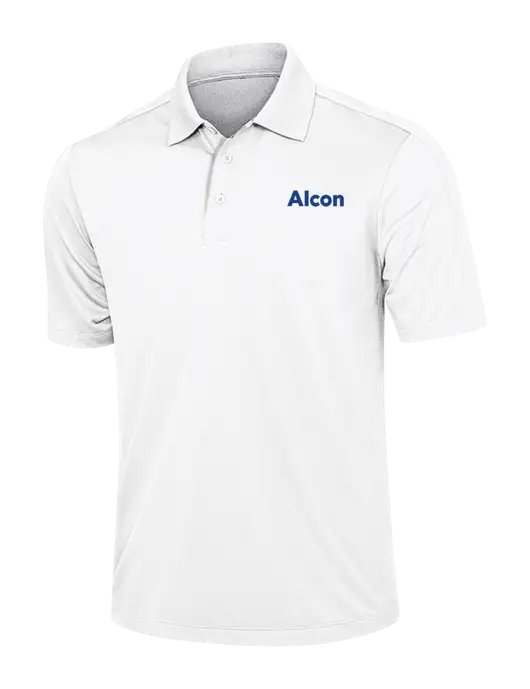 White Diamond Textured Jacquard Polo w/Alcon Logo