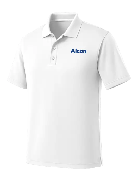 White Dry Zone UV Micro Mesh Polo w/Alcon Logo