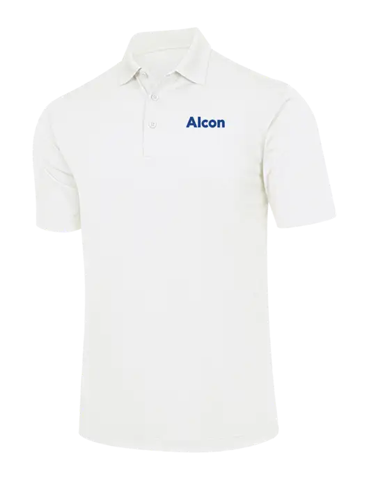White Micropique Sport-Wick Polo w/Alcon Logo