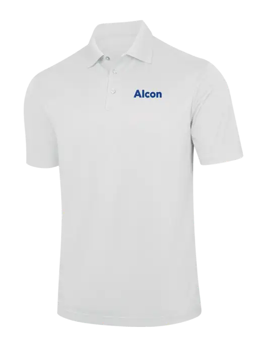 White Performance Fine Jacquard Polo w/Alcon Logo