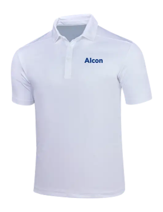 White Posi-UV Pro Polo w/Alcon Logo