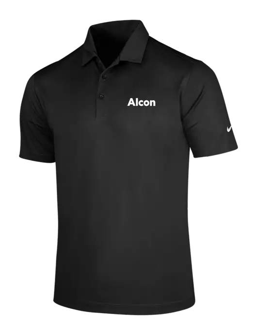 NIKE Black Dri-Fit Vertical Mesh Polo w/Alcon Logo