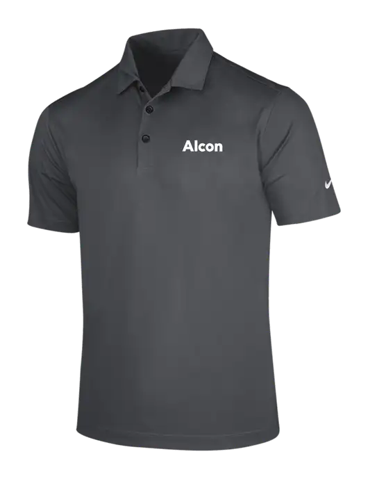 NIKE Dark Grey Dri-Fit Vertical Mesh Polo w/Alcon Logo