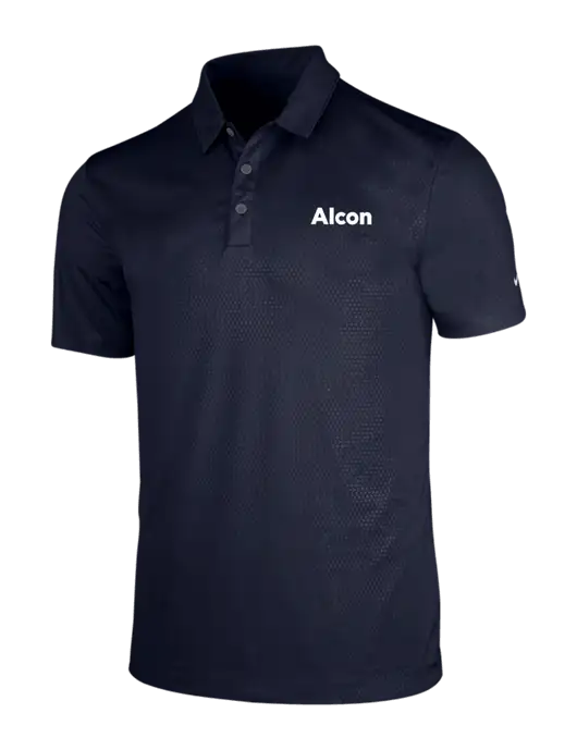 NIKE Dark Navy Dri-Fit Embossed Tri-Blade Polo w/Alcon Logo