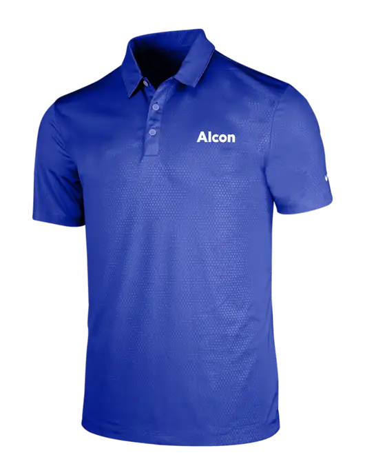 NIKE Dark Royal Dri-Fit Embossed Tri-Blade Polo w/Alcon Logo