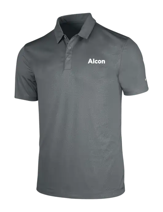 NIKE Medium Grey Dri-Fit Embossed Tri-Blade Polo w/Alcon Logo