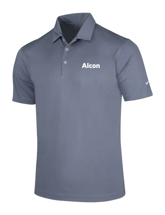 NIKE Medium Grey Dri-Fit Vertical Mesh Polo w/Alcon Logo