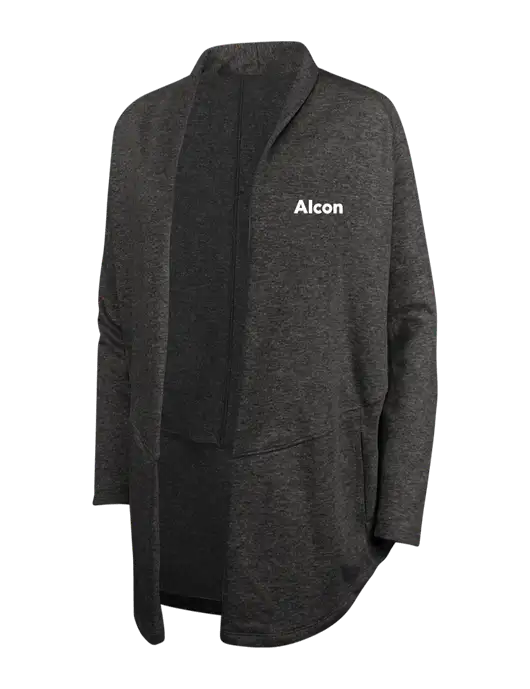 Charcoal Heather/ Medium Heather Grey Womens Interlock Cardigan w/Alcon Logo