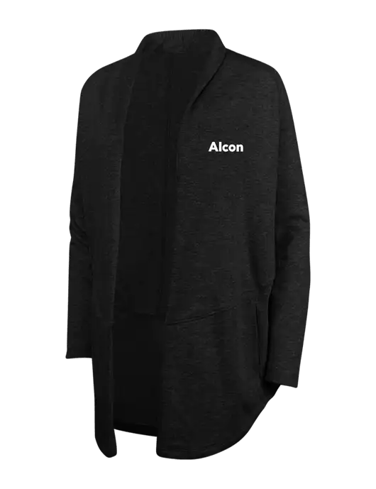 Deep Black/Charcoal Heather Womens Interlock Cardigan w/Alcon Logo