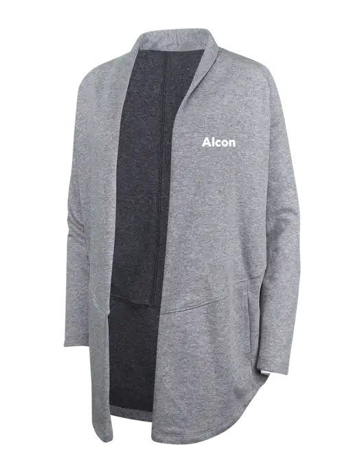 Medium Heather Grey/Char Heather Womens Interlock Cardigan w/Alcon Logo