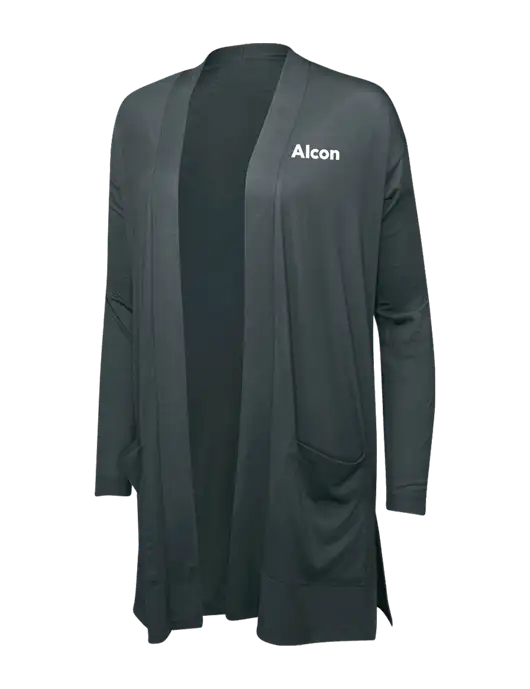 Smoke Grey Womens Concept Long Pocket Cardigan w/Alcon Logo
