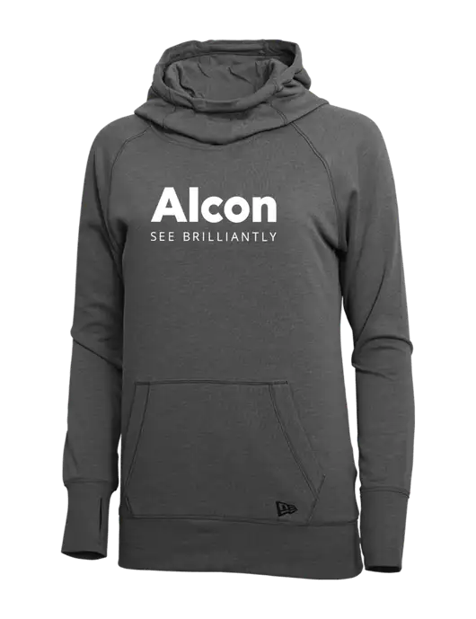 New Era Black Heather Womens Tri-Blend Fleece Pullover Hoodie w/Alcon Logo