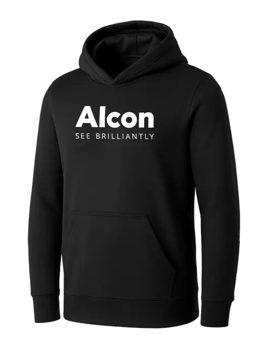 Womens Black Core Fleece Pullover Hooded Sweatshirt w/Alcon Logo