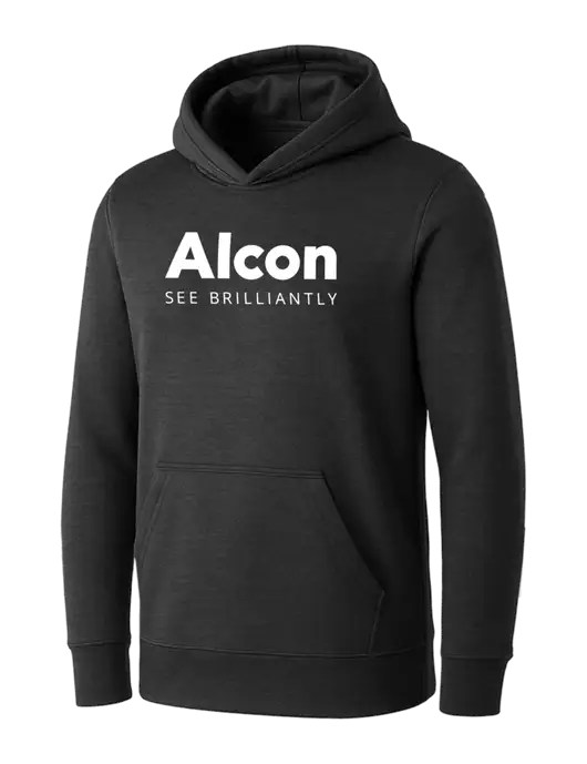 Womens Dark Grey Heather Core Fleece Pullover Hooded Sweatshirt w/Alcon Logo
