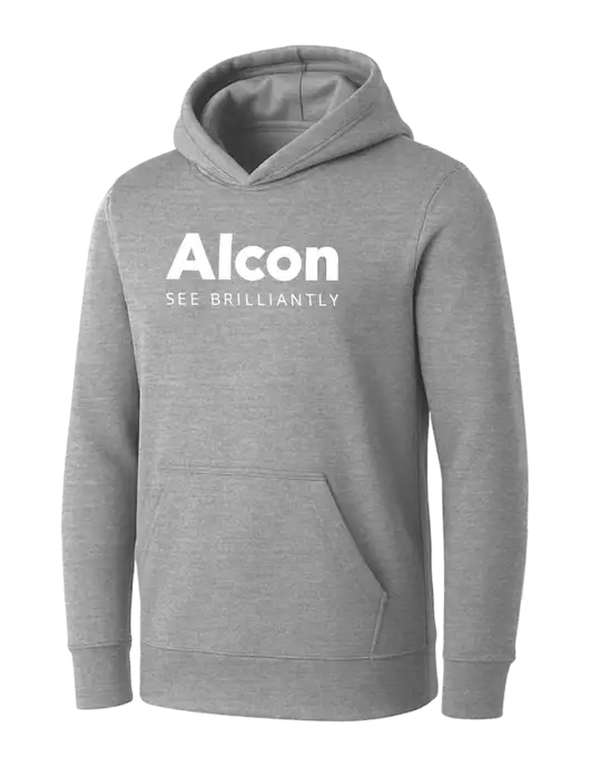 Womens Light Grey Heather Core Fleece Pullover Hooded Sweatshirt w/Alcon Logo