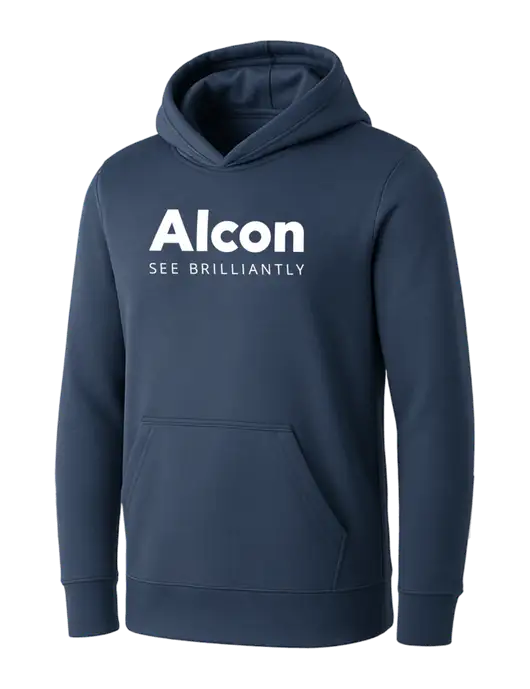 Womens Navy Core Fleece Pullover Hooded Sweatshirt w/Alcon Logo