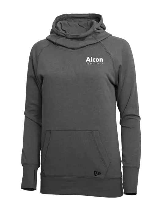 New Era Black Heather Womens Tri-Blend Fleece Pullover Hoodie w/Alcon Logo