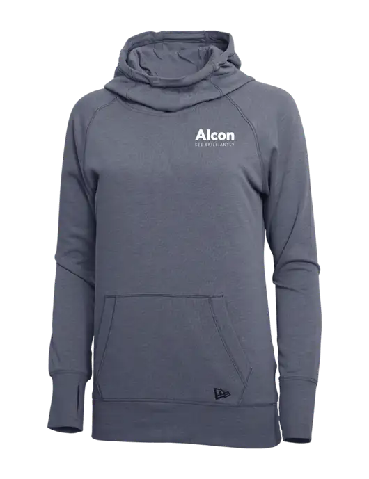 New Era True Navy Heather Womens Tri-Blend Fleece Pullover Hoodie w/Alcon Logo