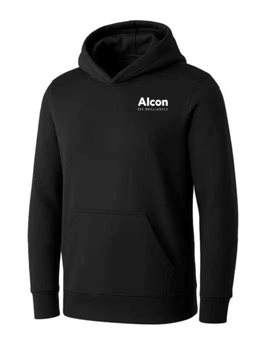 Womens Black Core Fleece Pullover Hooded Sweatshirt w/Alcon Logo