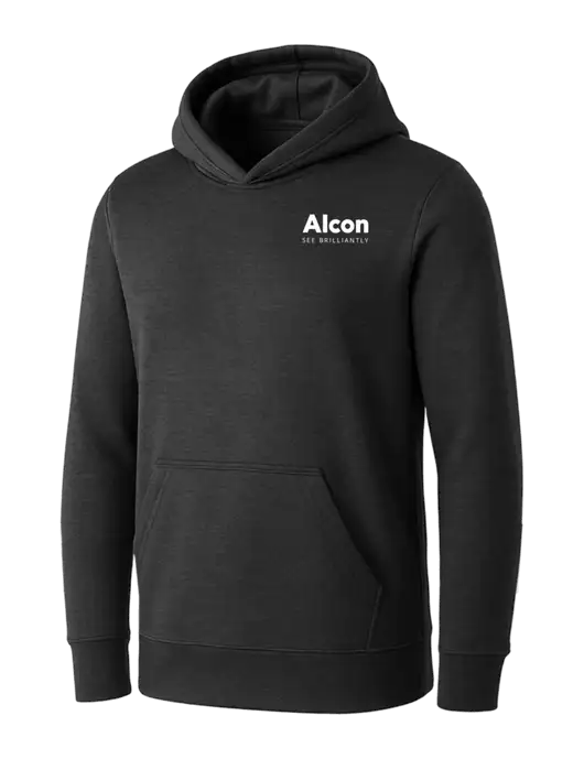 Womens Dark Grey Heather Core Fleece Pullover Hooded Sweatshirt w/Alcon Logo