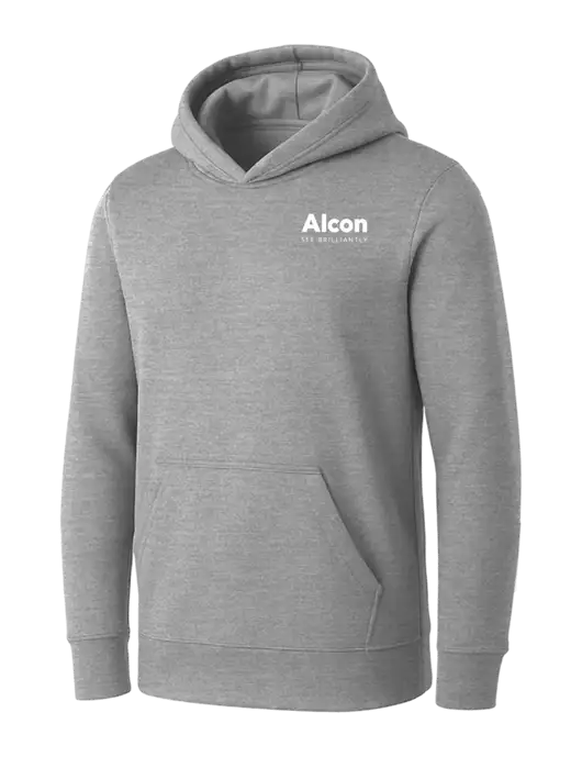 Womens Light Grey Heather Core Fleece Pullover Hooded Sweatshirt w/Alcon Logo