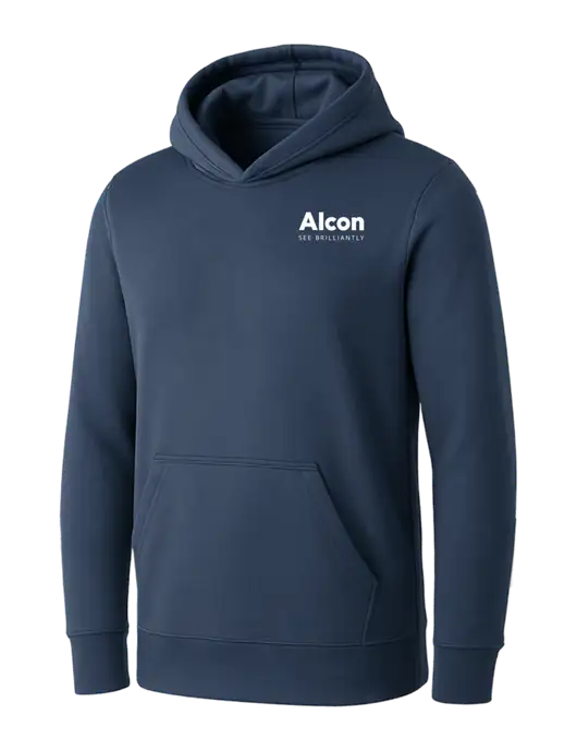 Womens Navy Core Fleece Pullover Hooded Sweatshirt w/Alcon Logo