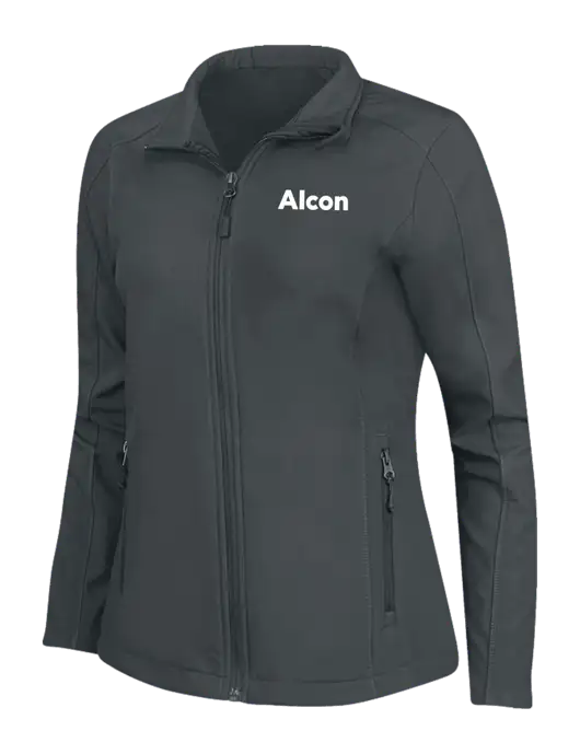 Charcoal Grey Womens Core Soft Shell Jacket w/Alcon Logo