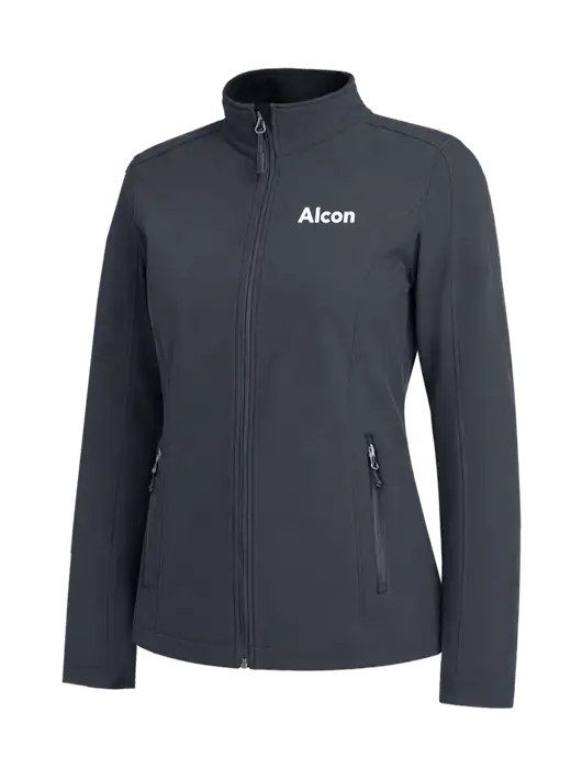 Charcoal Grey Womens Core Soft Shell Jacket w/Alcon Logo