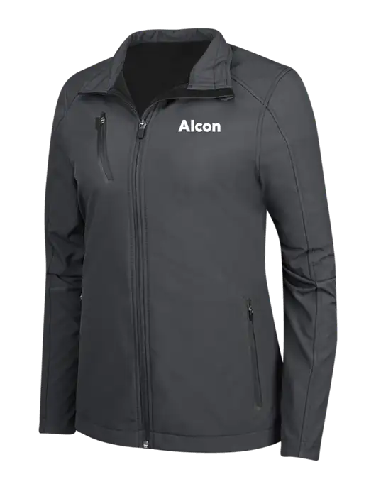 Dark Grey Womens Welded Softshell Jacket w/Alcon Logo