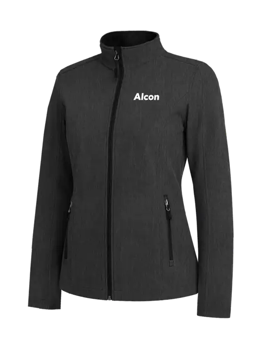 Black Charcoal Heather Womens Core Soft Shell Jacket w/Alcon Logo