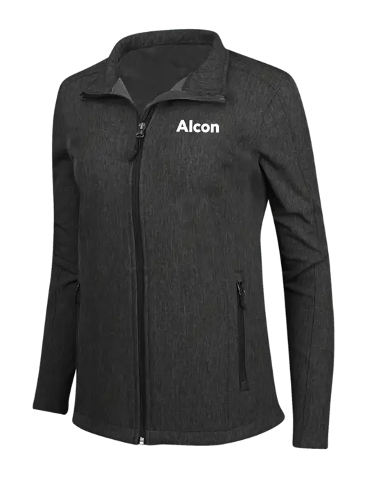 Black Charcoal Heather Womens Core Soft Shell Jacket w/Alcon Logo