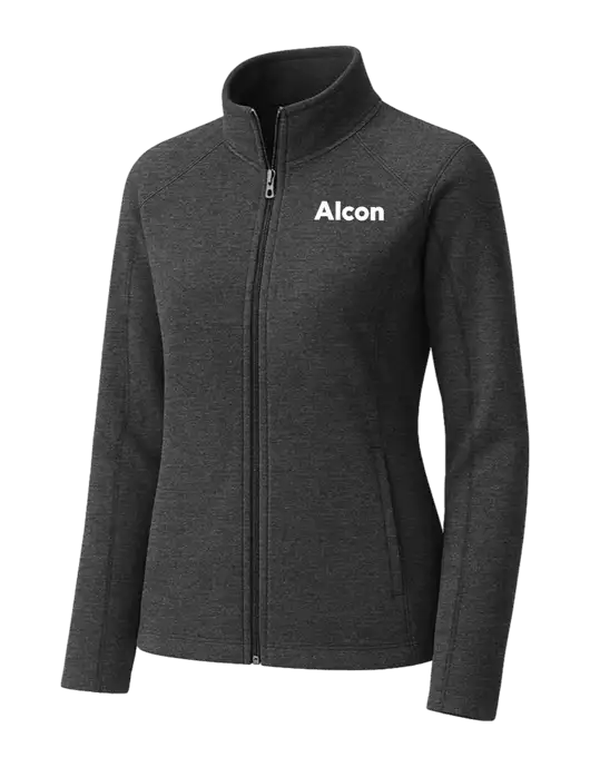 Charcoal Womens Heather Microfleece Full-Zip Jacket w/Alcon Logo