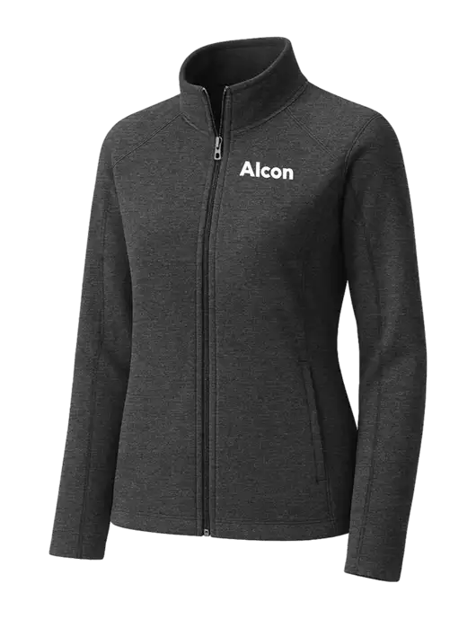 Charcoal Womens Heather Microfleece Full-Zip Jacket w/Alcon Logo