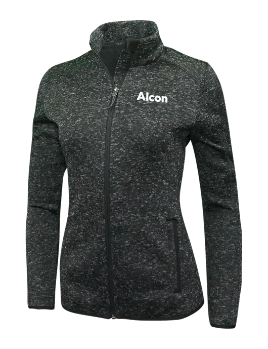 Black Heather Womens Sweater Fleece Jacket w/Alcon Logo