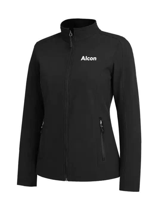 Black Womens Core Soft Shell Jacket w/Alcon Logo