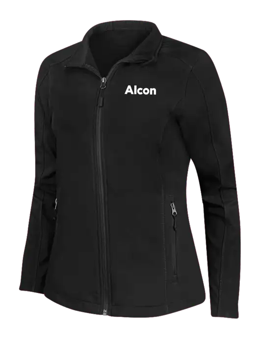Black Womens Core Soft Shell Jacket w/Alcon Logo