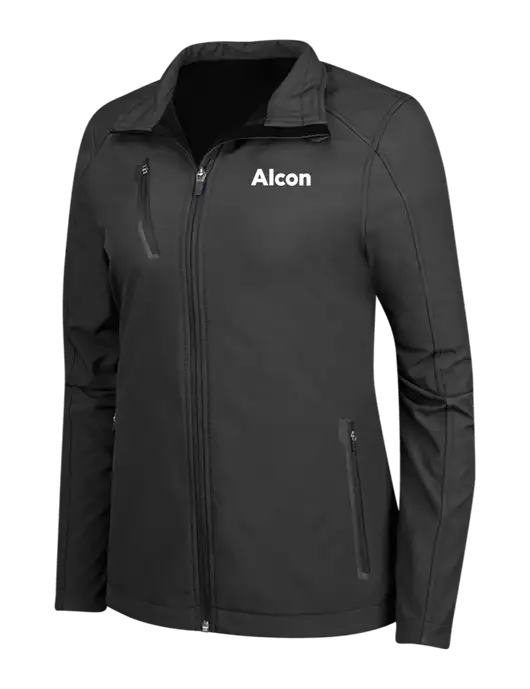 Black Womens Welded Softshell Jacket w/Alcon Logo