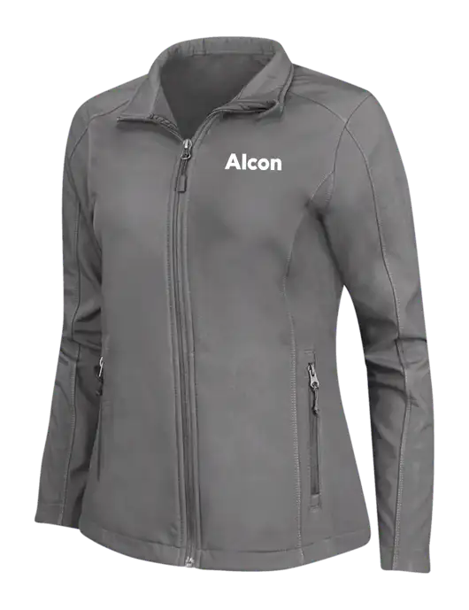 Medium Grey Womens Core Soft Shell Jacket w/Alcon Logo